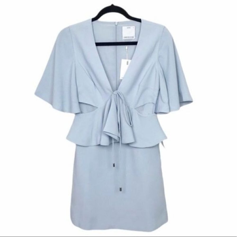C/Meo Collective Lose Control Light Blue Mini Dress $172 Nwt Xs